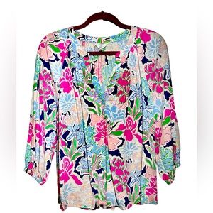 LCrown &‎ Ivy Petit Floral Women’s 3/4 Sleeve Top Sz P/L